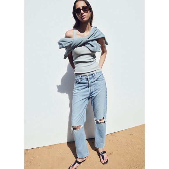 AGOLDE 90's Distressed Mid-Rise Straight Leg Jeans 28 - Picture 2 of 8